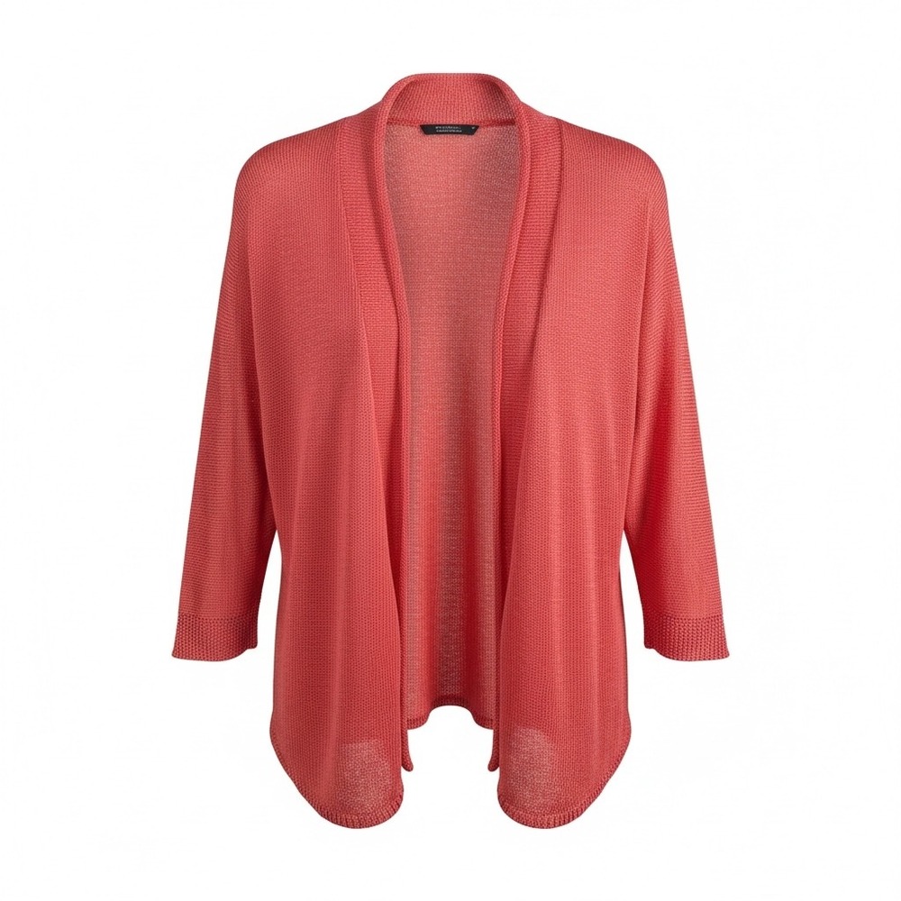 NIC+ZOE Womens Coral Pink Linen Blend Open Front Cardigan Sweater PS